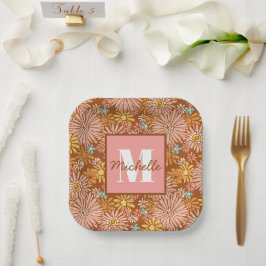 Summer Retro Flower | Monogrampapier — Borden Papieren Bordje