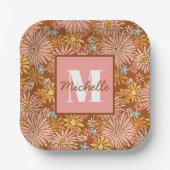 Summer Retro Flower | Monogrampapier — Borden Papieren Bordje (Voorkant)
