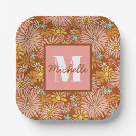 Summer Retro Flower | Monogrampapier — Borden Papieren Bordje