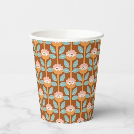 Summer Retro Flower Pattern Cups Papieren Bekers (Links)