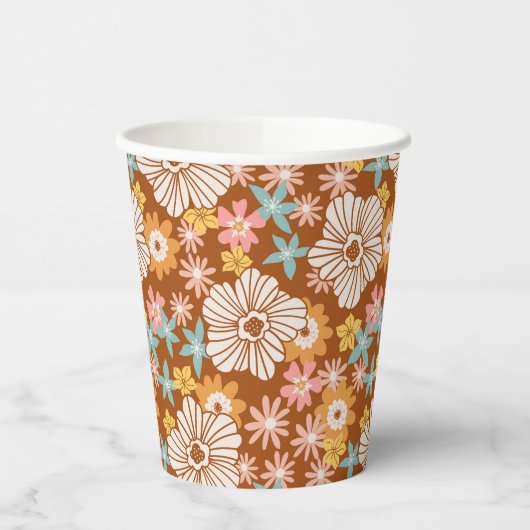Summer Retro Flower Pattern Cups Papieren Bekers (Links)