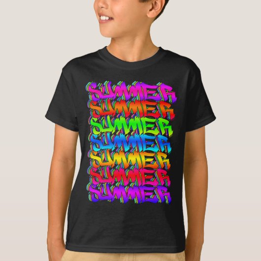 SUMMER-Retro Graffiti Colorful Summer T-shirt (Voorkant)