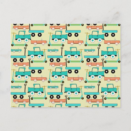 Summer Retro Wheooters Cars Wagons Trucks Briefkaart (Voorkant)