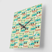 Summer Retro Wheooters Cars Wagons Trucks Vierkante Klok (Hoek)