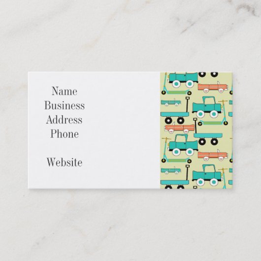 Summer Retro Wheooters Cars Wagons Trucks Visitekaartje (Voorkant)