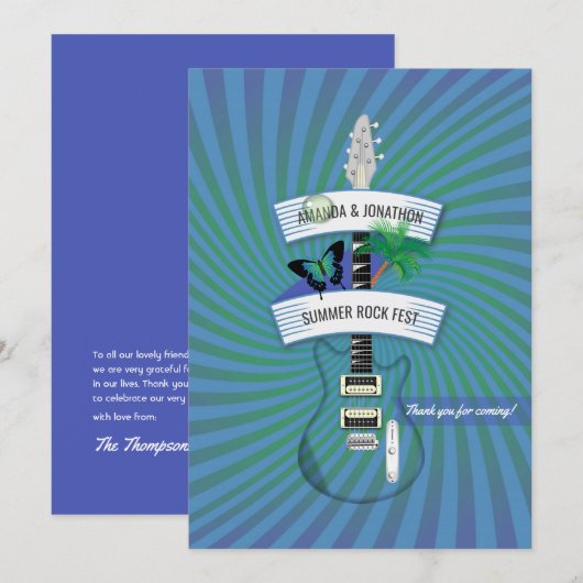 Summer Rock Festival Wedding Bedankkaart (Voorkant / Achterkant)