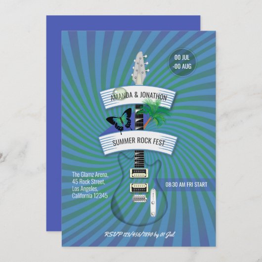 Summer Rock Festival Wedding Kaart (Voorkant / Achterkant)