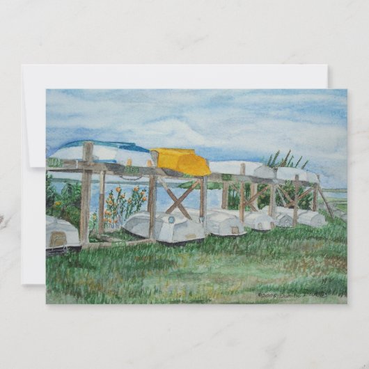Summer roeiboten aquarel kaart (Voorkant)