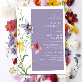 Summer Romantic Floral Meadow Stylish Wedding Kaart