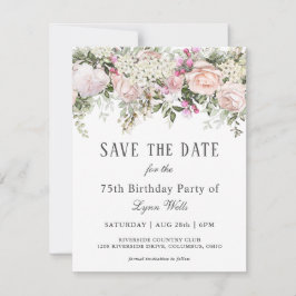 Summer Roos Floral 75th Birthday Save the Date