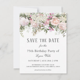 Summer Roos Floral 75th Birthday Save the Date
