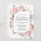 Summer Roos Garden Floral 75th Birthday Party Kaart (Voorkant)