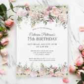 Summer Roos Garden Floral 75th Birthday Party Kaart