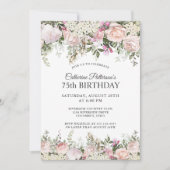 Summer Roos Garden Floral 75th Birthday Party Kaart (Voorkant)