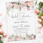 Summer Roos Garden Floral Bridal Shower Kaart<br><div class="desc">Deze aangepaste bruiddoucheuitnodiging heeft onweerstaanbare roze rozen en gemengde tuinbloei met sleepbladeren en takken die de randen van de uitnodiging omvormen. Voor de gebeurtenistitel "vrijgezellenfeest" wordt een prachtig script font met hartaccent gebruikt. Pas de tekst sjabloon met uw vrijgezellenfeest details aan.</div>