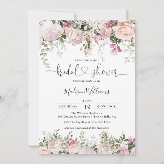 Summer Roos Garden Floral Bridal Shower Kaart (Voorkant)