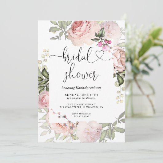 Summer Roos Garden Pink Bridal Shower Kaart (Staand voorkant)