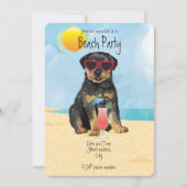Summer Rottweiler Beach Party nodigt uit Feestdagenkaart (Voorkant)