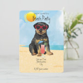 Summer Rottweiler Beach Party nodigt uit Feestdagenkaart (Staand voorkant)