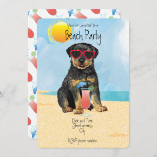 Summer Rottweiler Beach Party nodigt uit Feestdagenkaart