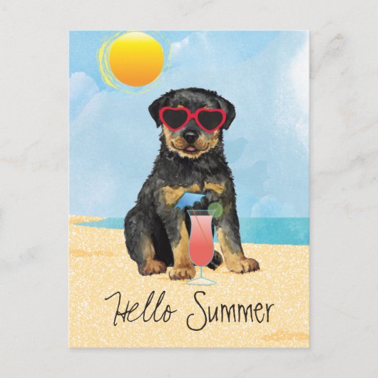 Summer Rottweiler Briefkaart (Voorkant)