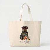 Summer Rottweiler Grote Tote Bag (Voorkant)