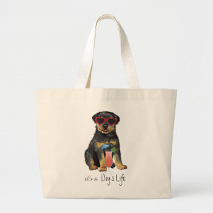 Summer Rottweiler Grote Tote Bag