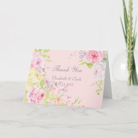 Summer Rozen Flowers Weddenschap Bedankkaart (Voorkant)