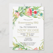 Summer rozen garden elegant chic new home bbq kaart (Voorkant)