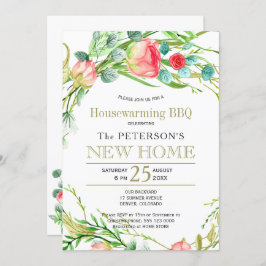 Summer rozen garden elegant chic new home bbq kaart