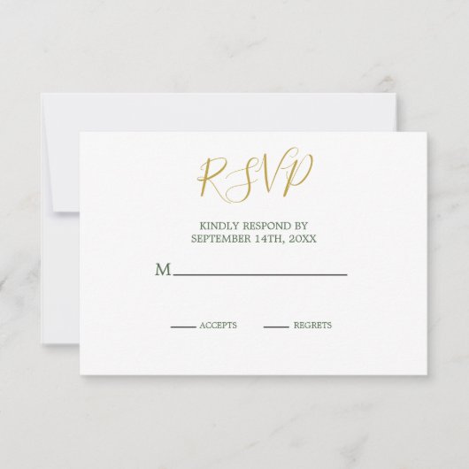 Summer Rustic Wood Elegant Gold Wedding RSVP (Voorkant)