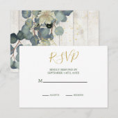 Summer Rustic Wood Elegant Gold Wedding RSVP Kaartje (Voorkant / Achterkant)