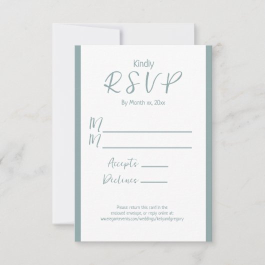 Summer Sage Wedding Reply RSVP-kaart RSVP Kaartje (Voorkant)