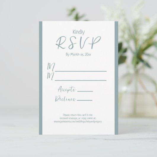Summer Sage Wedding Reply RSVP-kaart RSVP Kaartje (Staand voorkant)