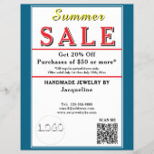 Summer Sale Blue White Heart Flyer (Voorkant)