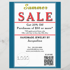 Summer Sale Blue White Heart Flyer