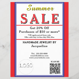 Summer Sale Red White Blue Heart Flyer