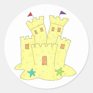 Summer Sand Castle Sandcastle Beach Pool Party Ronde Sticker