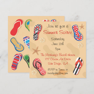 Summer Sandals Soiree Beach BBQ Party Invitation Kaart