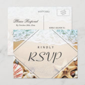 Summer Sandy Beach Starfish Seashell RSVP Antwoord Uitnodiging Briefkaart (Voorkant / Achterkant)