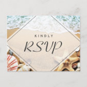 Summer Sandy Beach Starfish Seashell RSVP Antwoord Uitnodiging Briefkaart (Voorkant)