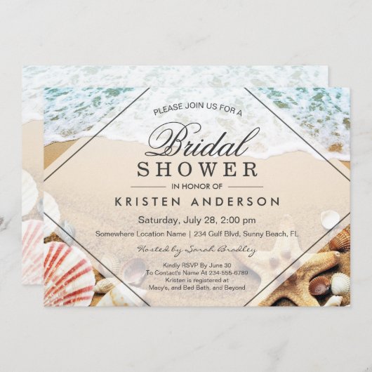 Summer Sandy Beach Starfish Seashell Vrijgezellenf Kaart (Voorkant / Achterkant)