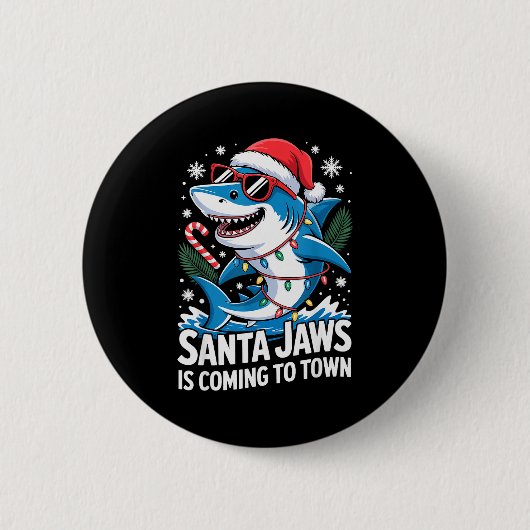 Summer Santa Jaws Vacation Christmas In July Shark Ronde Button 5,7 Cm (Voorkant)