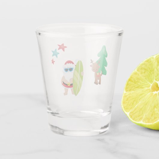Summer Santa op de strand Shot Glas (Achterkant)