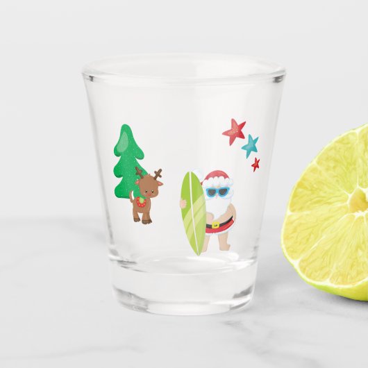Summer Santa op de strand Shot Glas (Voorkant)
