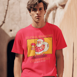 Summer Santa verspreidt coole tip voor opwarming v T-shirt