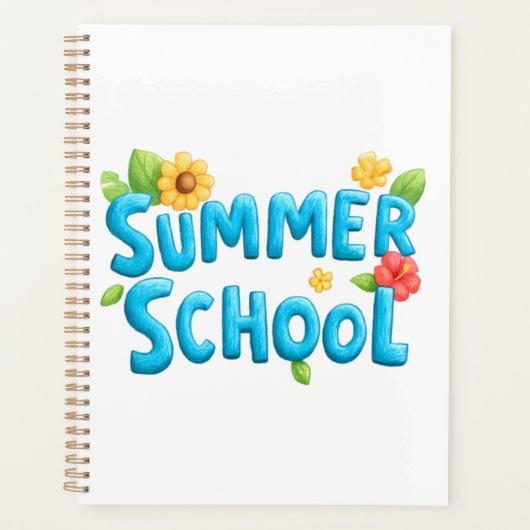 Summer School - Summer School Tekst met bloemen Planner (Voorkant)
