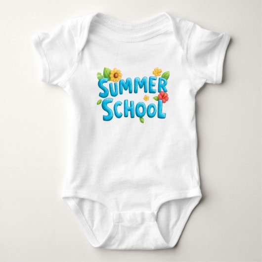 Summer School - Summer School Tekst met bloemen Romper (Voorkant)