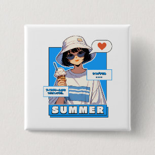Summer Scoop Bliss Vierkante Button 5,1 Cm