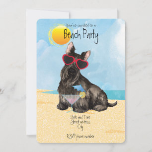 Summer Scottish Terrier Beach Party nodigt uit Feestdagenkaart